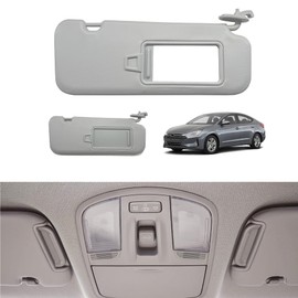 Passenger light gray sunvisor assembly with mirror light compatible with 2016-2019 hyundai elantra 85210-f2150-try 85210-f2150-ttx 85210-f2150-xug