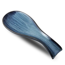 Hasense Ceramic Spoon Rest for Stove Top, Porcelain Spoon Holder for Kitchen Counter Cooking Utensil Home Decor, Navy