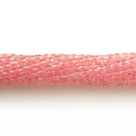 PRECIOSA Light Pink Coated - 50 4mm Round Faceted Czech Glass Fire Polish Beads