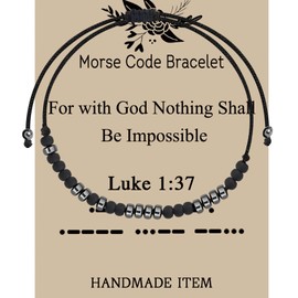 LQRI Christian Jewelry Psalm Luke 1:37 Morse Code Bracelet With God Nothing Shall Be Impossible Religious Gift (Luke 1:37)