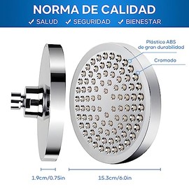 Cabezal de regadera,Cabeza de Ducha de Lluvia de Alta Presión para el Baño,6 Pulgadas Regadera Alta Presion,Ángulo Ajustable,Boquilla de refuerzo de s