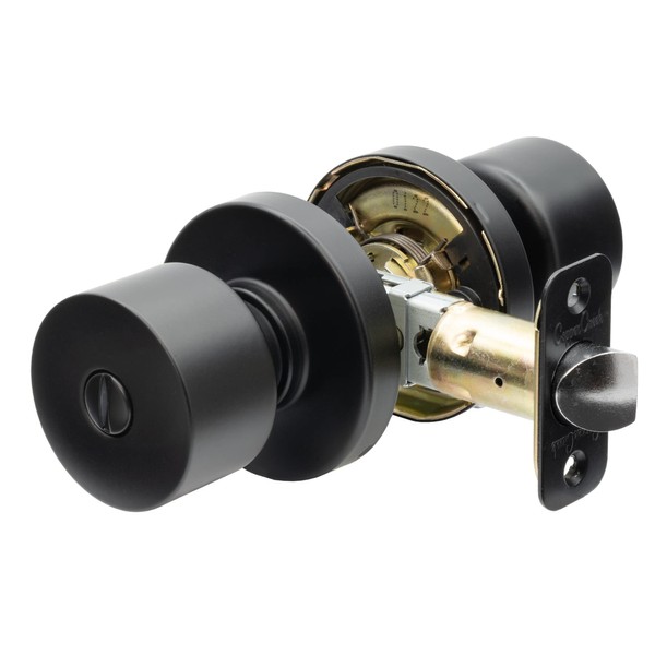 Copper Creek Metro Privacy Function with Round Rosette Door Knob in Black
