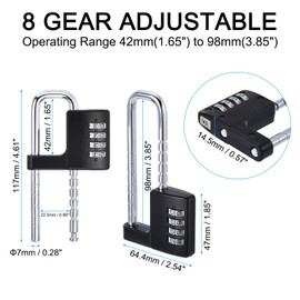 PATIKIL Cabinet Combination Lock, 4 Digit Password Padlock Adjustable Long Shackle Lock Stainless Steel Gym Locker Lock Code for Gym Fences Outdoor, Black