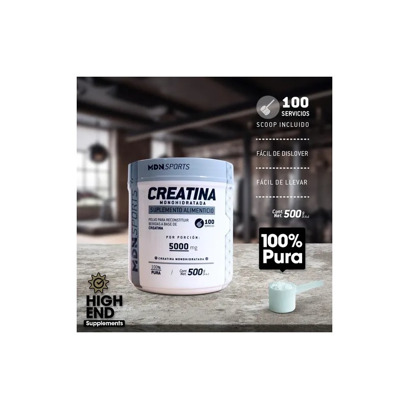 Creatina Monohidratada En Polvo Alta Pureza 500g Mdn Sports