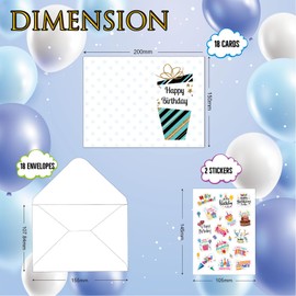 Birthday Cards Assortment, Cards with Envelopes and Stickers, Best Birthday Card for Husband Wife Mother Father Kids (20 x 15cm-18Pcs, Cartoon)