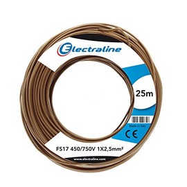 Electraline 13152 Einadriges Kabel FS17, Querschnitt 1 x 2,5 mm², braun, 25 m