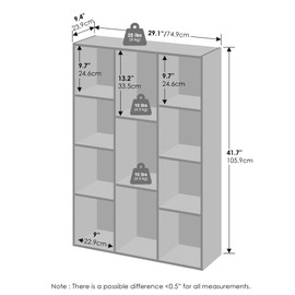 Furinno Reed 11-Cube Open Shelf Multipurpose Closet & Clothing Storage, Storage Organizer, Blackwood