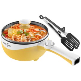 Audecook Hot Pot Electric, 1.7L Mini Electric Skillet Portable Nonstick Sauté Pan with Power Adjustment, Rapid Noodles Cooker Travel Multicooker for Steak/Soup/Egg/Oatmeal/Noodles