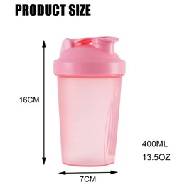 Toced Protein Shaker Bottle with Stainless Steel Mixball, Mini Water Bottle for Protein Shakes with Leakproof Flip On Lid, BPA Free, Perfect for Protein & Supplement Shaker Bottle 400ml (Pink)