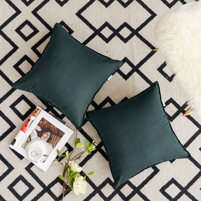 Jeanerlor 24" x 24" Natural Cotton Linen Soft Soild Decorative