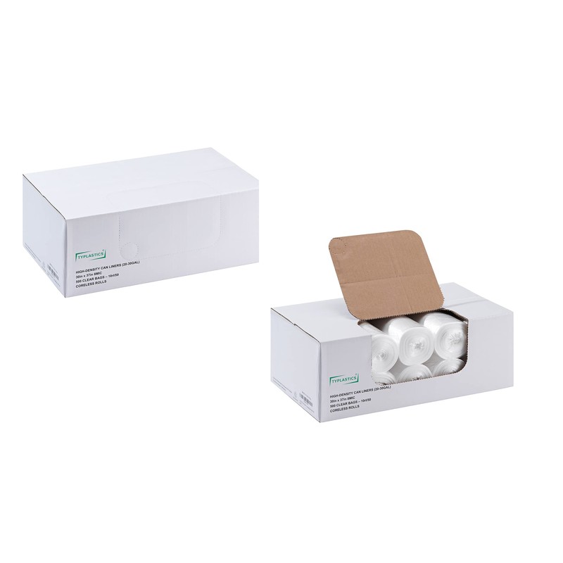 TYPLASTICS 20-30 Gallon Clear Trash Can Liners - 30" x