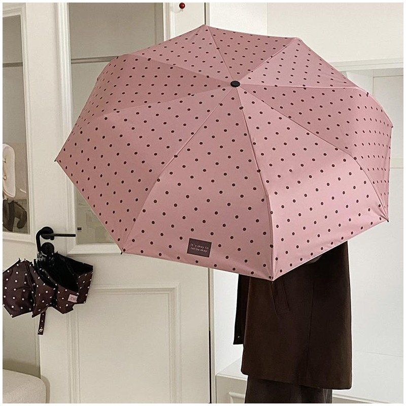 작은 도트 무늬 접이식 휴대용 데일리 양우산 Small Polka Dot