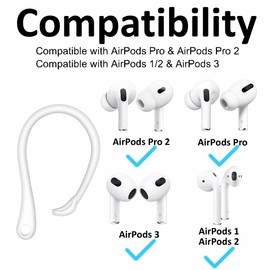 4 Pairs 【 Anti-Slip 】 Compatible with AirPods 4 Ear Hooks, Replacement Ergonomic Design Comfortable Fit Ear Tips Wingtips Sport Holder Accessories Compatible with AirPods Pro 2nd 3 2 1 White 722