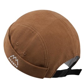 CLAPE Cotton Docker Cap Men's Docker Hat Women's UV Protection Sailor Hat Harbour Hat Adjustable Roll Hat Beanie Fisherman Hat 5 Panel Baseball Cap Without Visor, DBH03-Brown