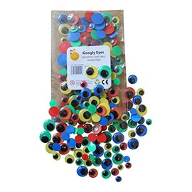 Kids B Crafty 100 Googly Eyes Coloured With Black Pupil 8mm 10mm 12mm 14mm