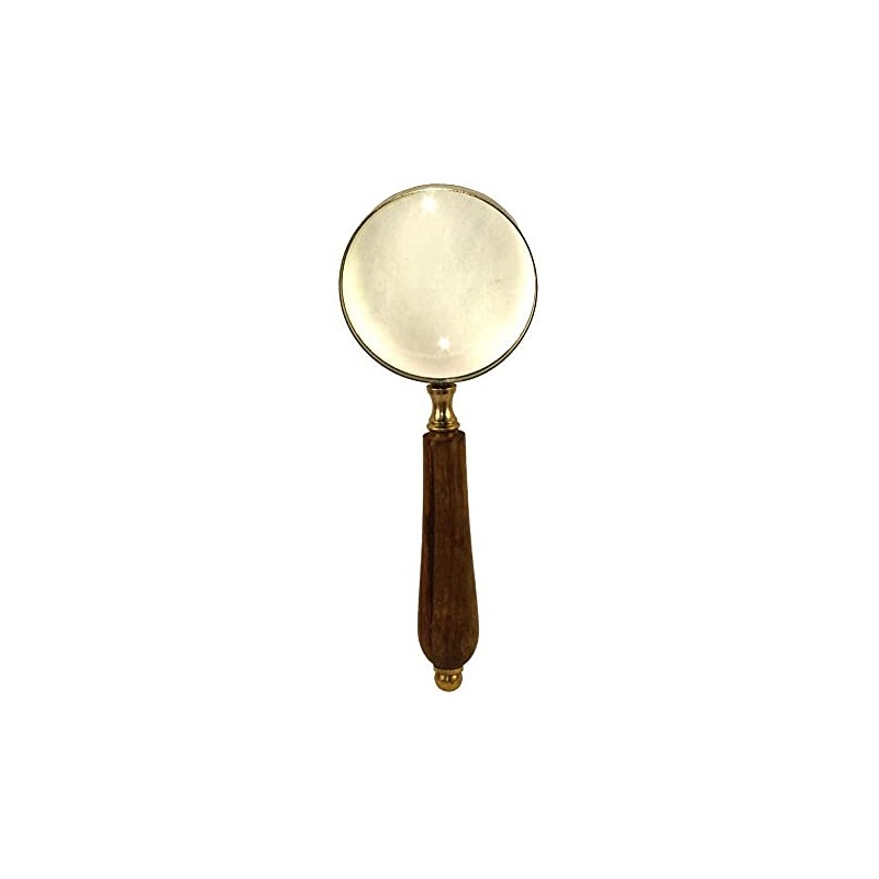 8' Old Fashioned Brass Magnifying Glass: Magnifier with Wood Handle