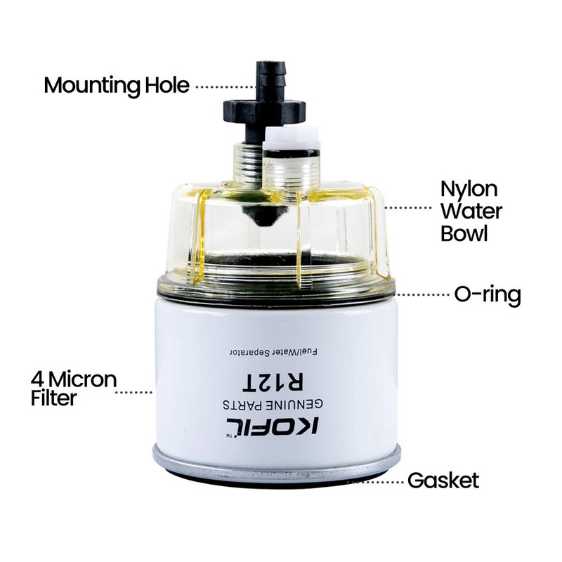 R12T Fuel Filter/Water Separator Replacement Spin-on Filter and Water Collection