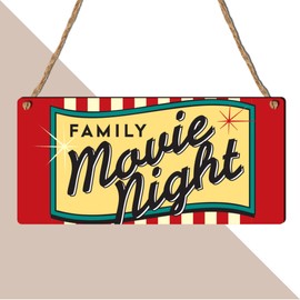 Modern Rustic Family Movie Night Plaque: British Film Celebration, Spotify Playlist Match, Perfect for Family Gifts & Movie Night Hampers, Handcrafted in the UK (MDF, DESIGN 1)