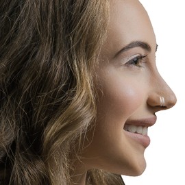 LUCKYJEWUS Double Nose Ring Hoop for Single Piercing, 14k Gold Filled or Sterling Silver Spiral Twist Nose Hoop for Women Men (Silver -22g, Left Side-10mm)