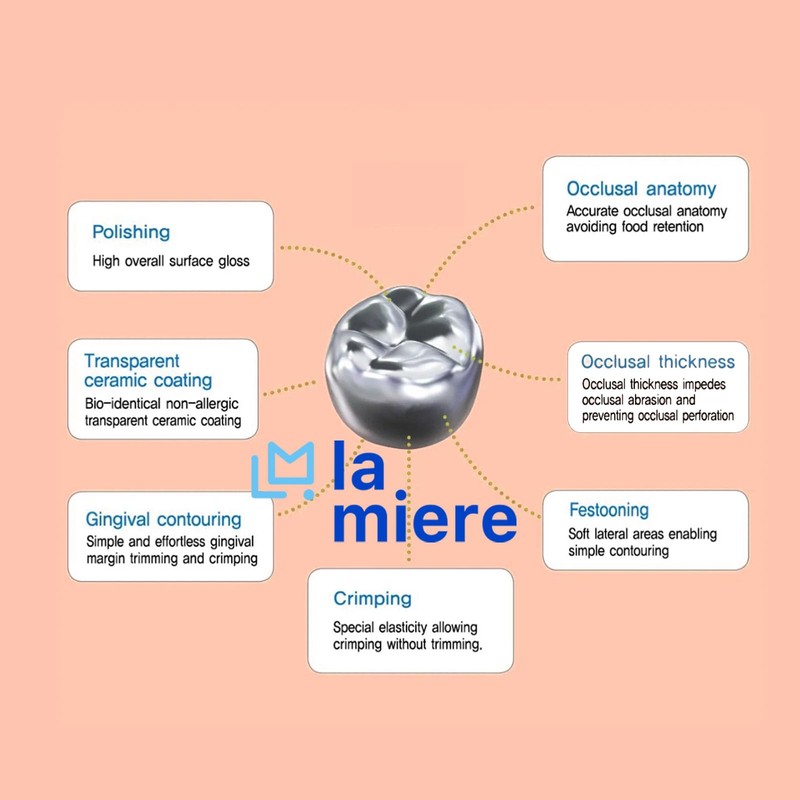 LA MIERE 5Pcs Dental Kids Crown Primary Molar Pedo Crowns