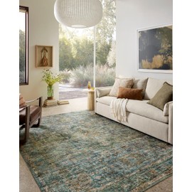 Loloi II Anniston Collection ANS-05 Lagoon/Multi 5'-0" x 7'-6" Machine Washable Area Rug