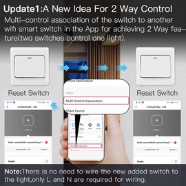 Aswalling Mini DIY WiFi Smart Light Switch 4 Gang 1/2 Way Module Smart Life/Tuya App Wireless Remote Control Work with Home