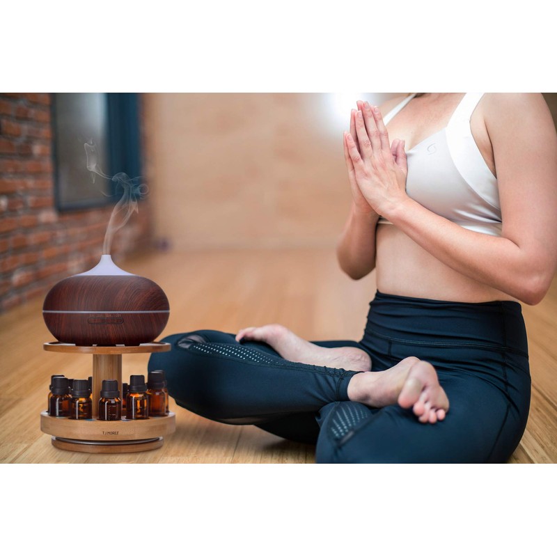 TJ.MOREE Bamboo Diffuser Holder Carousel- 2 Tier Height Increase Rack