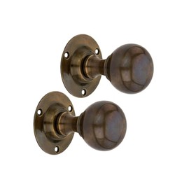 Infinity Decor Pair of Antique Old Style Solid Iron Ball Mortice Door Pull Knobs Set 45mm - Ideal for Interior & Exterior use
