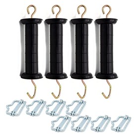 Plastic Electric Fence Gate Handle with Polytape Splicer,Spring Gate Handle with Poly Tape Buckle. (4)