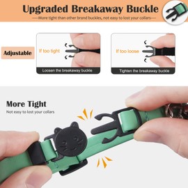 WROSWT Upgrade Breakaway Cat Collar with Bells, Soft Leather Kitten Collars with Name Tag,Safety Adjustable Buckle,Lightweight,Ideal for Girl Boy Cats,Puppies,2 Pack (Green+Blue)