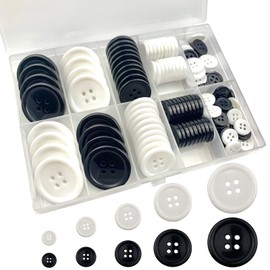 160 PCS (Black and White) Craft Buttons, Resin Buttons in 5 Sizes 2/5", 1/2", 3/5", 4/5" and 1" for Shirts, Suits and Other Garment Sewing Buttons and DIY Craft Projects