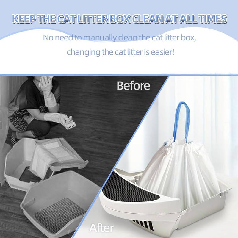 Ferypet 100 Packs Cat Litter Bags with Drawstring, Compatible with