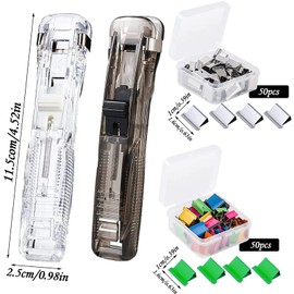 2 Piezas Dispensador Clips Oficina, Dispensador Clips Portátil Paper Clamps con 100 Piezas Clip de Papel para Fijar Hojas Sueltas Encuadernación de Papel Documentos Informe Tareas para Oficina Escuela