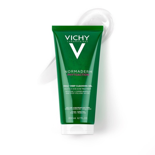 Vichy Normaderm Daily Acne Face Wash, Salicylic Acid Face Cleanser for Oily & Acne Prone Skin, that Clears Clogged Pores and Blackheads, Cleansing Gel for Clear Skin