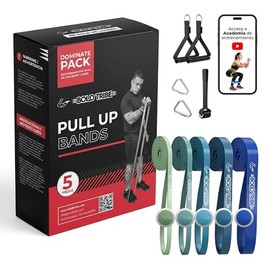 BOLD TRIBE Bandas de Resistencia con Asas para Ejercicio, Set para Entrenamiento de Fuerza y Dominadas Asistidas, Bandas de Látex Natural para Casa y 