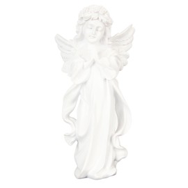 Baby Angel Statue White 10.8in High Hand Carved Rich Details Durable Resin Cherub Figurine for Garden Family Office