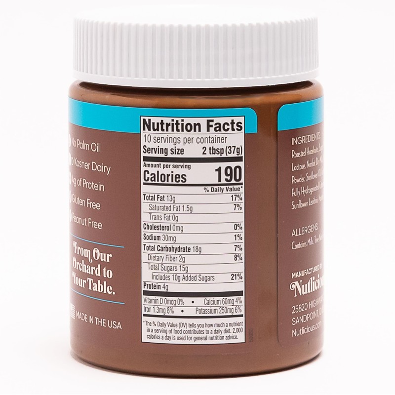 NUTLICIOUS Hazelnut Cocoa Spread (13 oz), Spreadable Roasted Hazelnuts with
