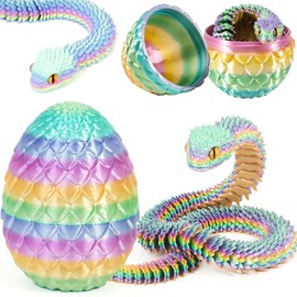 Joycabin 3D Printed Snake Toy, Easter 3D Printed Dragon Egg Snake Eggs, Easter Snake Eggs, 3D Printed Animals Toy for Children, Gifts, Desk, Home Decor (Rainbow)