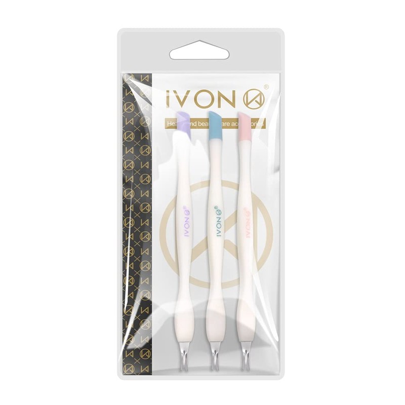 IVON Cuticle Trimmer with Pusher, 3pcs Rubber Tip Cuticle Tool
