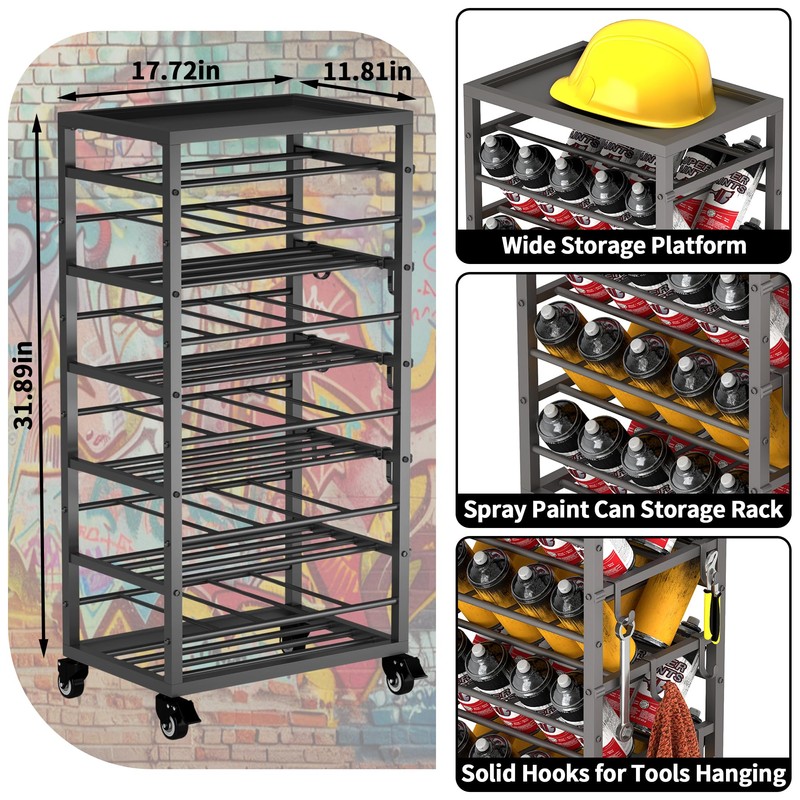 Gtouse 50 Can Spray Paint Rack Organizer, Metal Spray Paint
