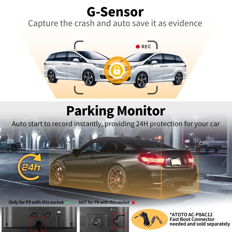 ATOTO AC-FCR01W HD 1080P Front Camera, 150° Wide Viewing Angle,