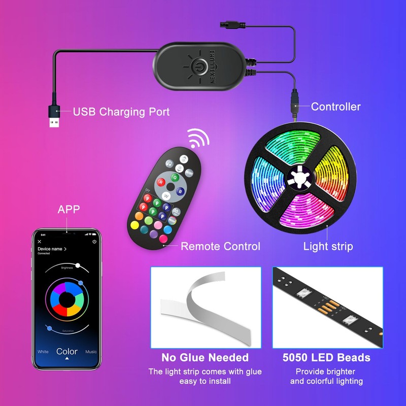 Nexillumi LED Lights for TV, 13.2ft TV LED Backlight for