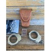 Tex Shoemaker 204C Brown Basketweave Leather Double 2 Cuff Case