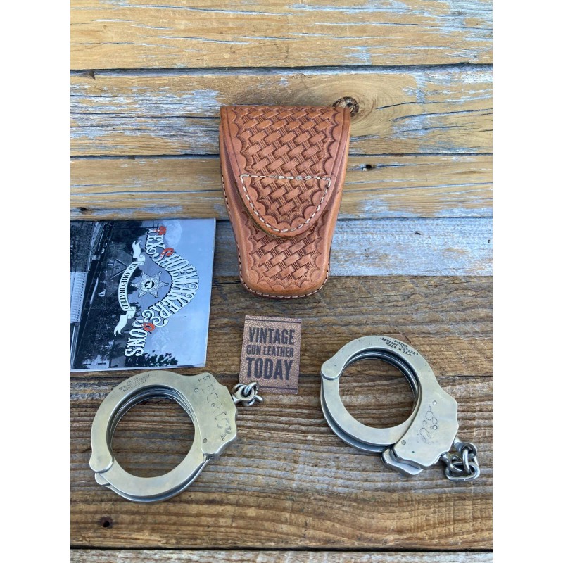 Tex Shoemaker 204C Brown Basketweave Leather Double 2 Cuff Case