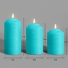 Eywamage Turquoise Blue Flameless Pillar Candles with Remote, Flickering LED