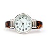 Tortoise Silver Acrylic Band Slim Case Women's Bangle Cuff Watch