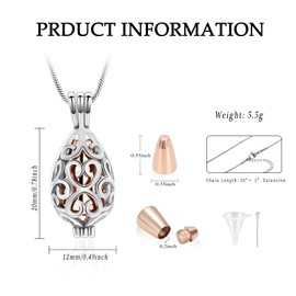 VCCWYQK Hollow Jar Urn Necklace for Ashes Forever in my heart Memorial Locket Pendant Cremation Jewelry for Women Men (A)