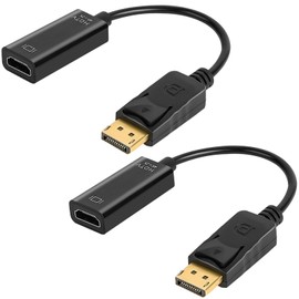 AXFEE Pack of 2 4K DisplayPort to HDMI Adapter, Unidirectional DP PC to HDMI Monitor, Compatible with Laptop, PC, Monitor, TV, Projector