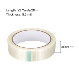 sourcing map Filament Strapping Tape, 1 Inch x 22 Yards, 5.3 Mil Reinforced Fibreglass Tape, Transparent