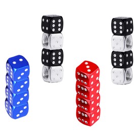 Keleily Reifenventilkappen Würfel 16Stk Ventildeckel Reifen Ventilkappen Aluminium Französische Ventilkappen Staubkappen Auto Ventilkappe für Lastwagen, Motorräder, Fahrräder, Schwarz, Weiß, Rot, Blau